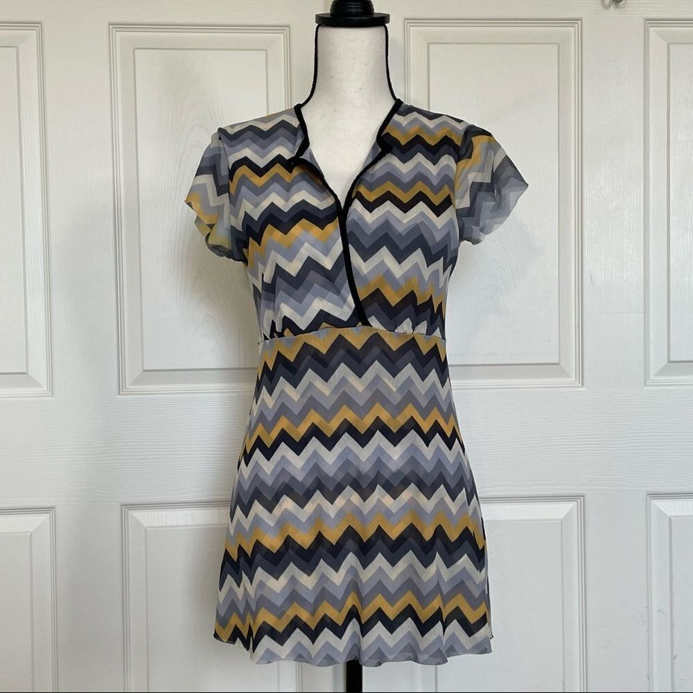 Sweet Pea by Stacy Frati Zig Zag Vintage Anthropologie Blouse Top, Large